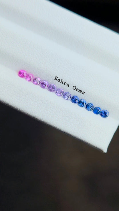2.3mm fancy sapphire loose gemstone set, photo 2