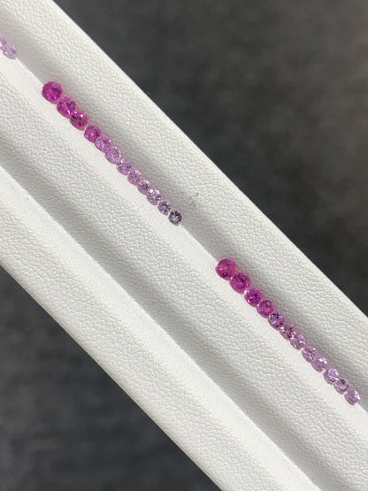 Natural unheated pink sapphire round set, 2mm to 3mm graduated, Africa origin, for pendant jewelry