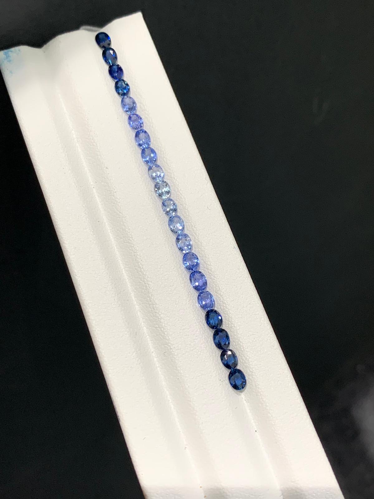 4x3mm Natural Blue Sapphire Oval Ombre Full Eternity Ring Set | 20 Pieces | Dark to Light Gradient | Calibrated Loose Gemstones
