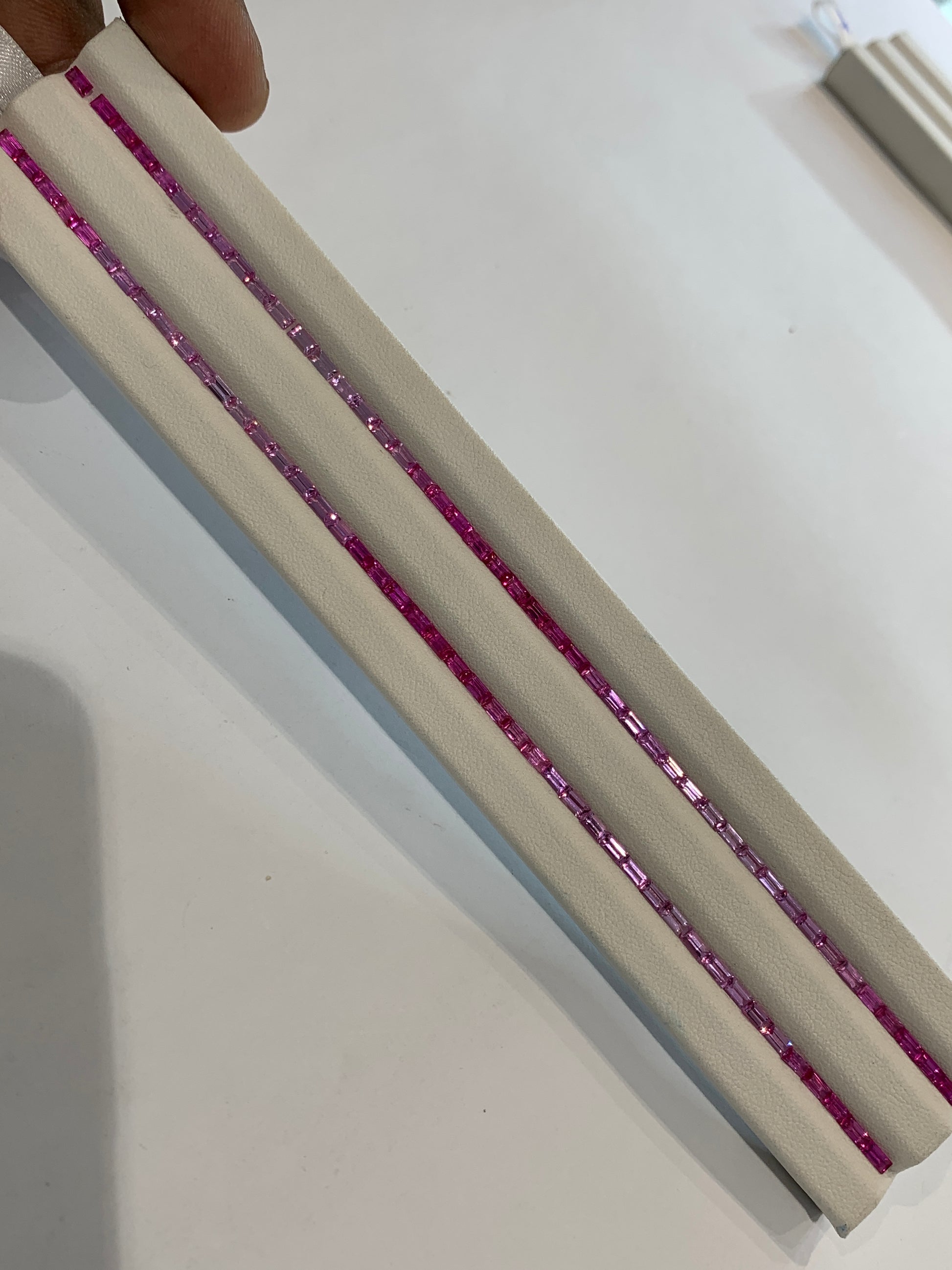Loose calibrated Ruby Pink Sapphire baguette gemstones for jewelry designers