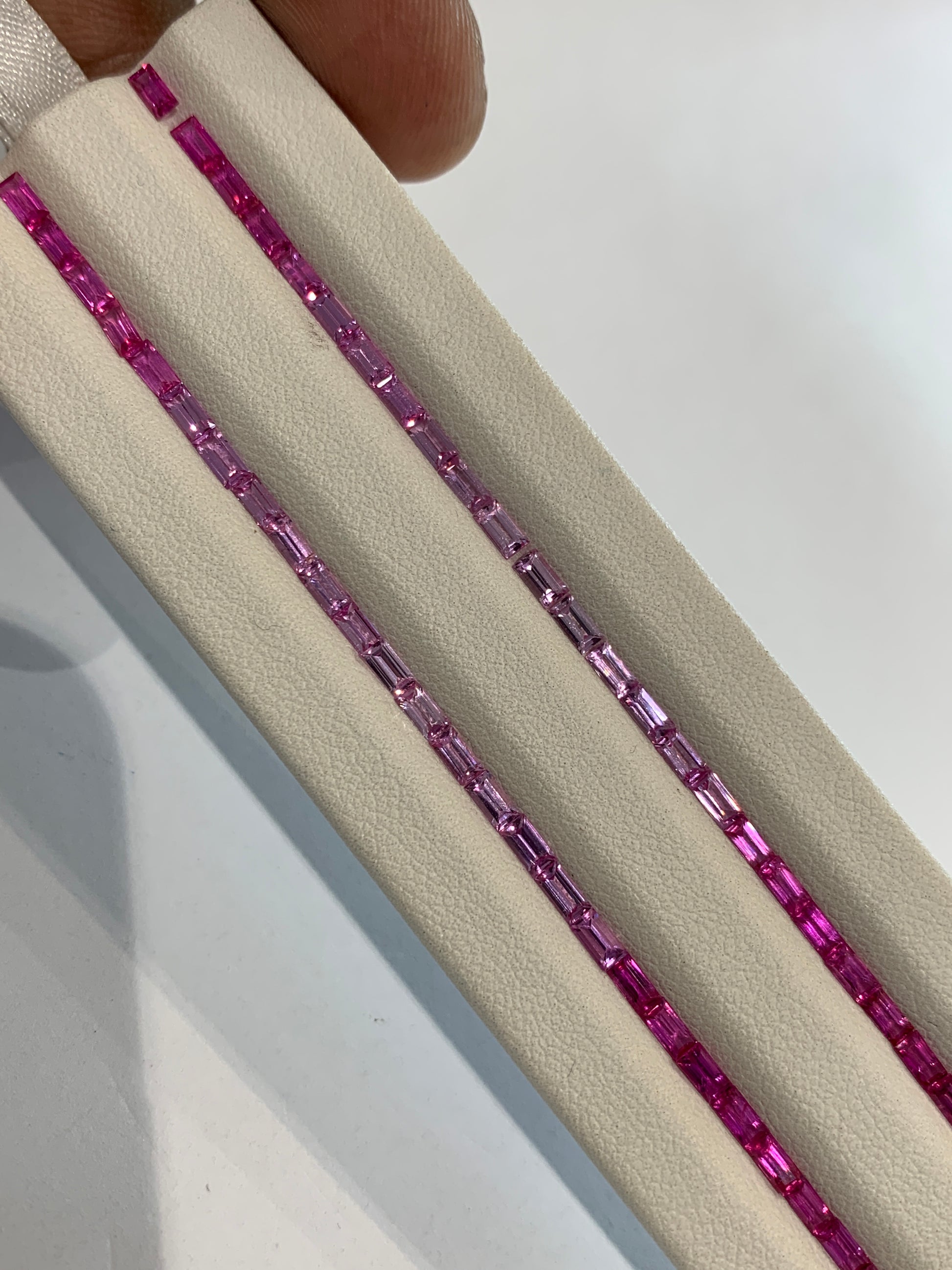 Natural heat treated Ruby Pink Sapphire ombre baguette gemstone parcel, Africa origin