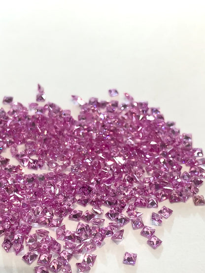 2.3mm Natural Pink Sapphire Princess Cut Square Loose Stones - Zehra Gems