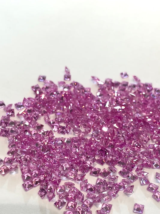 2.3mm Natural Pink Sapphire Princess Cut Square Loose Stones - Zehra Gems