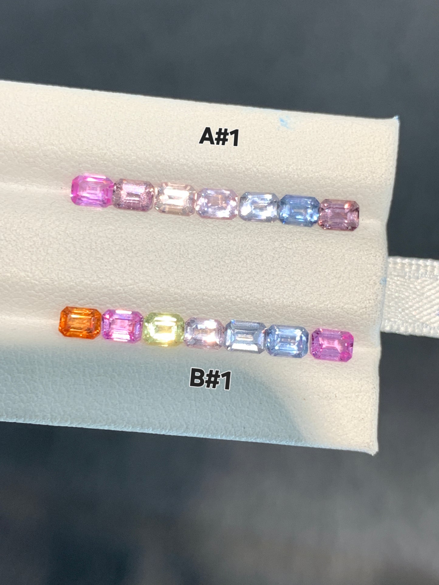 Natural Pastel Sapphire Emerald Cut Calibrated Set | 4x3mm 7 Pieces Matched Layout for Ring | Unheated African Sapphire | Wholesale Jewelry Making