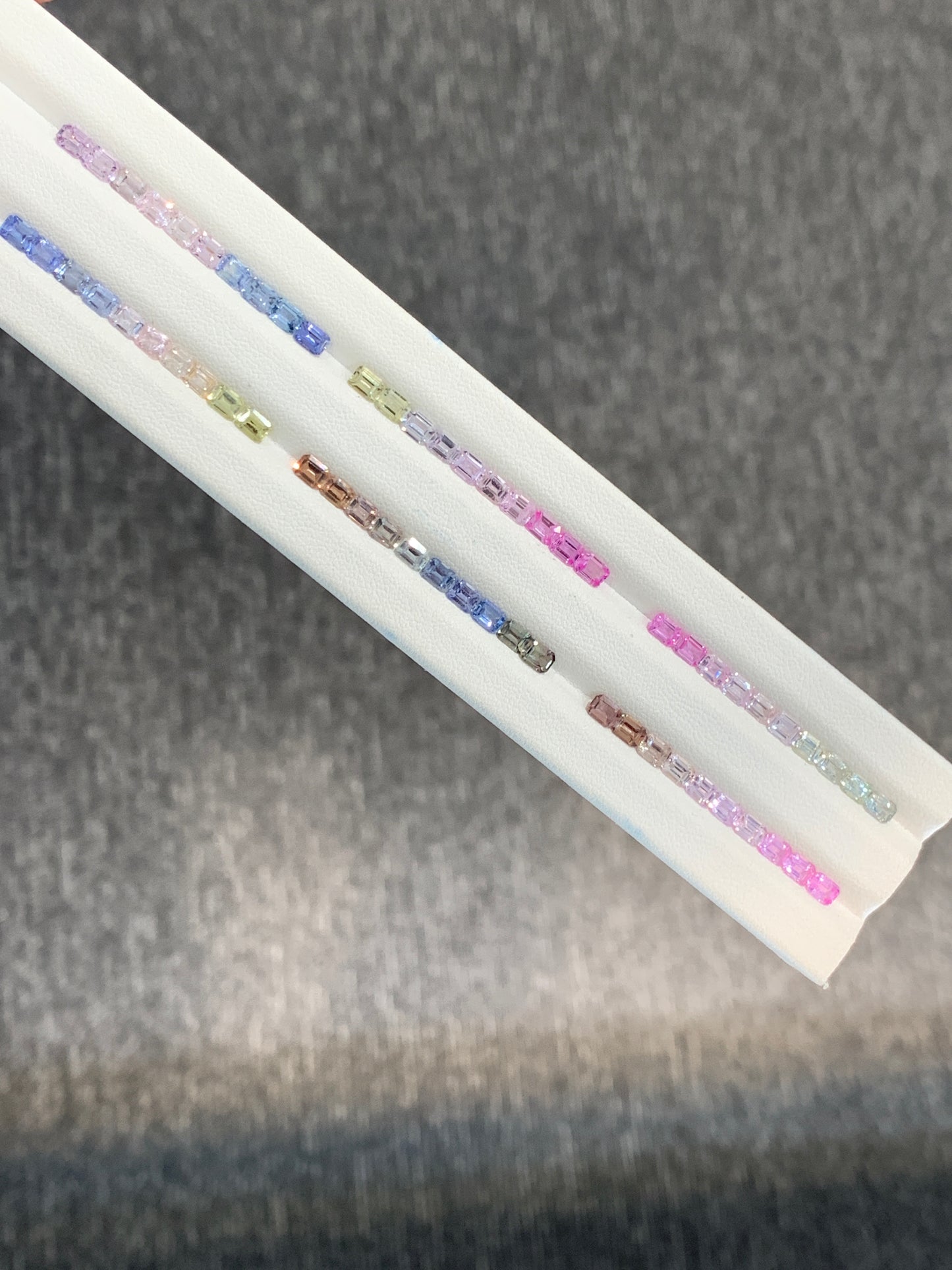 Natural Pastel Sapphire Emerald Cut Calibrated Set | 4x3mm 10 Pieces Matched Layout for Ring | Unheated African Sapphire | Wholesale Jewelry Making