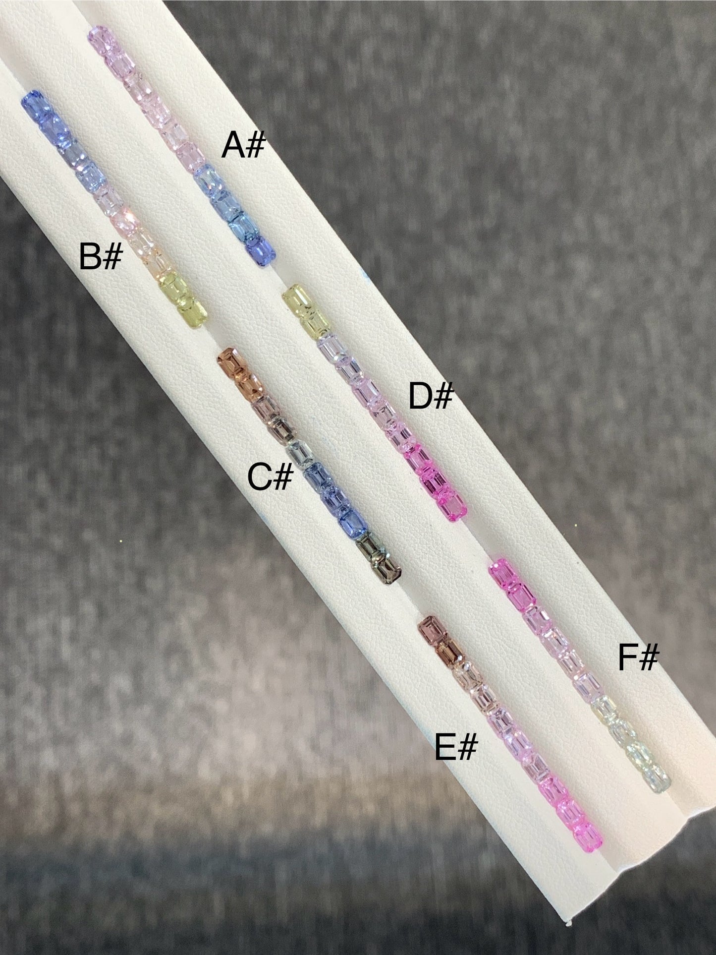 Natural Pastel Sapphire Emerald Cut Calibrated Set | 4x3mm 10 Pieces Matched Layout for Ring | Unheated African Sapphire | Wholesale Jewelry Making