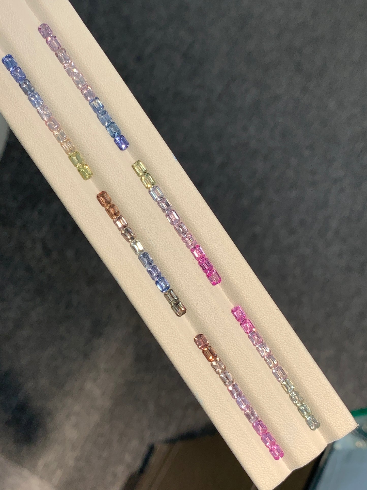 Natural Pastel Sapphire Emerald Cut Calibrated Set | 4x3mm 10 Pieces Matched Layout for Ring | Unheated African Sapphire | Wholesale Jewelry Making