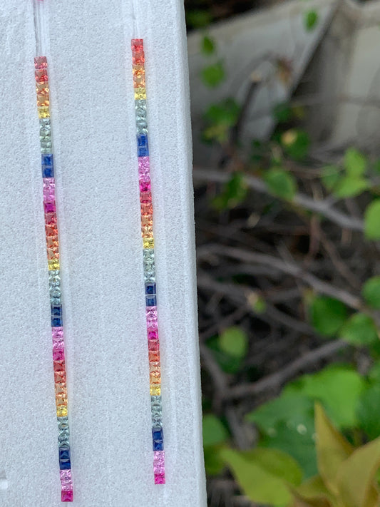 Natural rainbow sapphire square princess cut loose gemstones 2mm for eternity ring