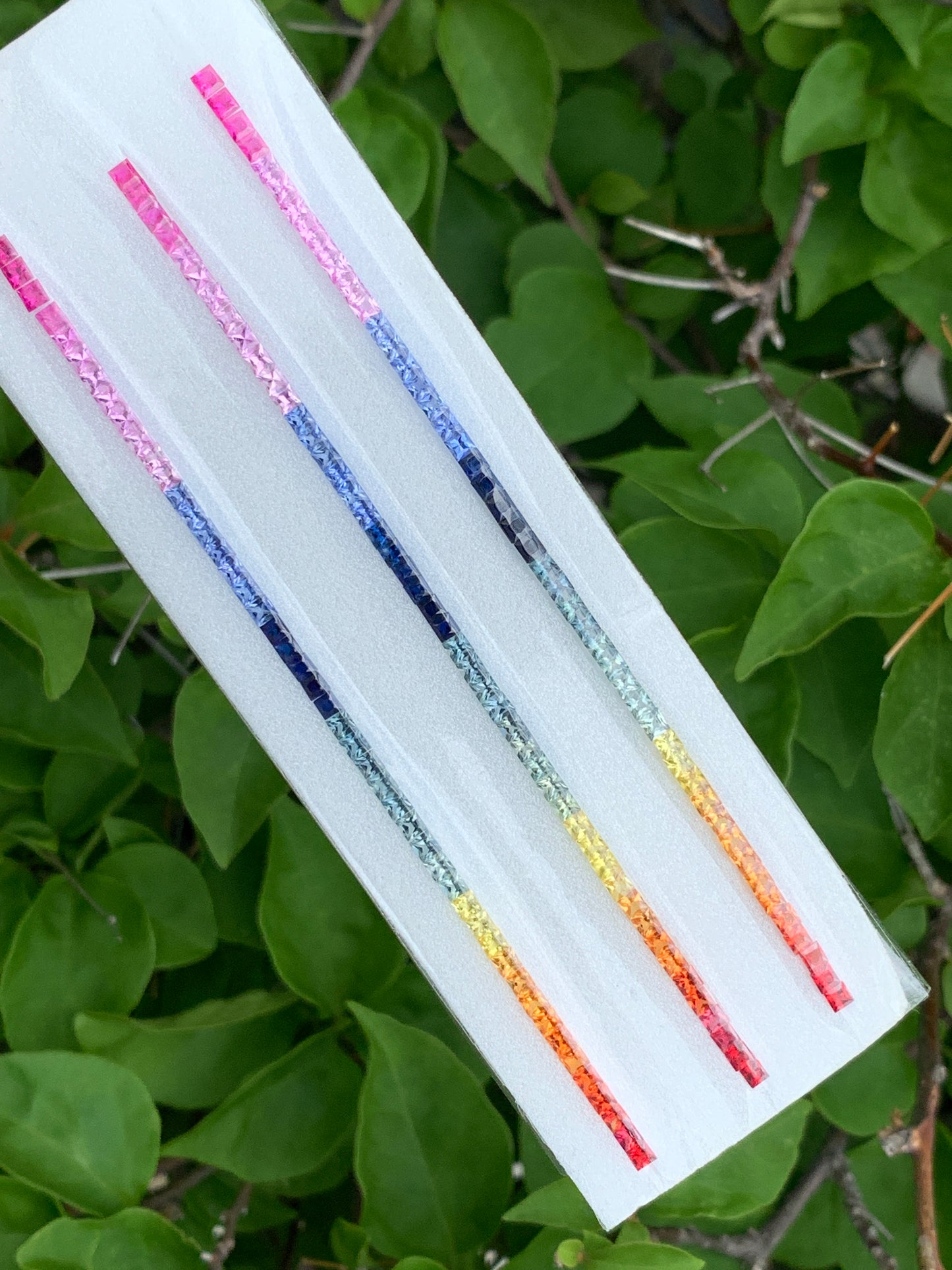Natural rainbow sapphire 12.5cm matched layout for jewelry designers