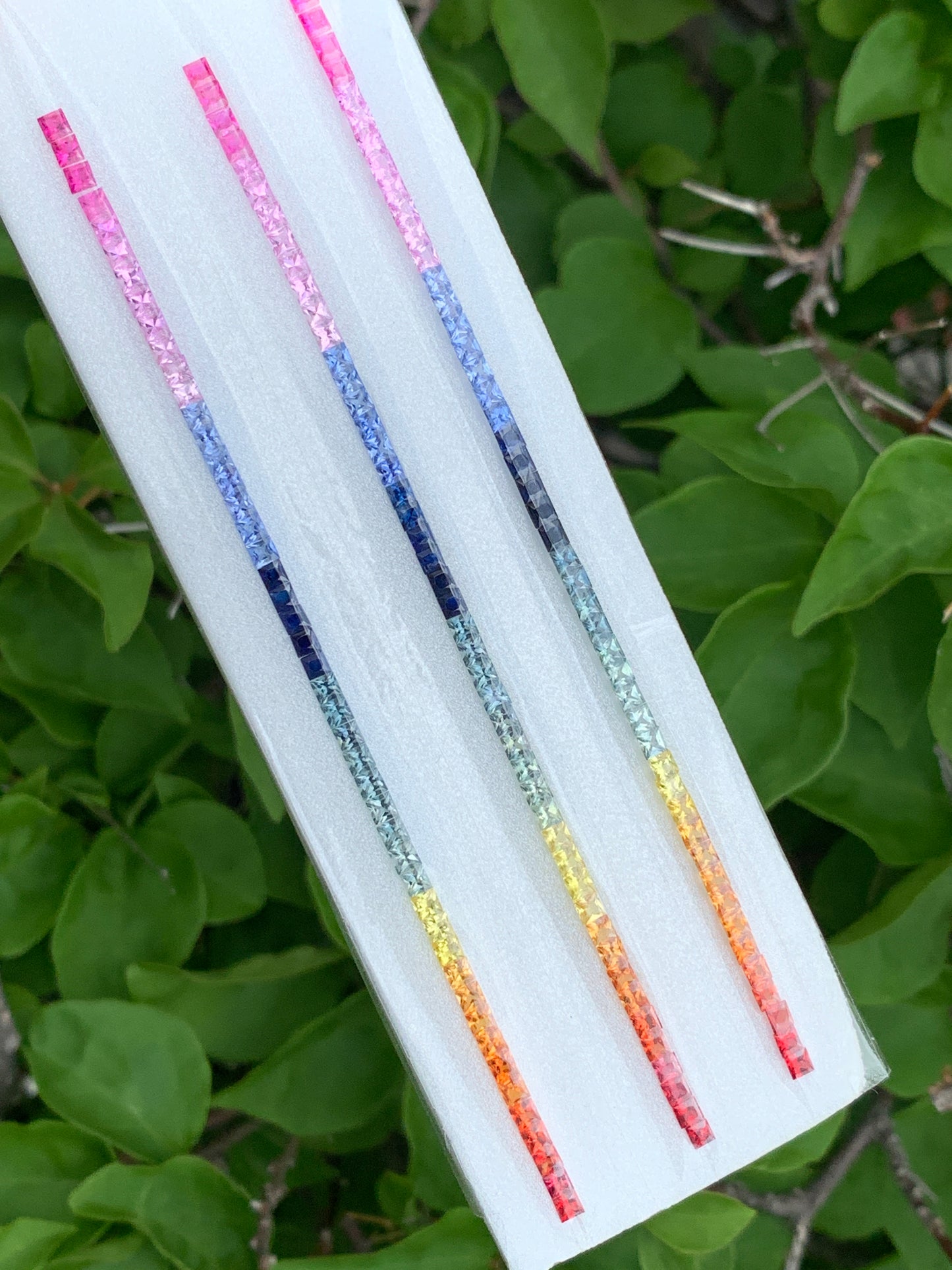 Rainbow sapphire princess cut strand wholesale loose gemstones B2B