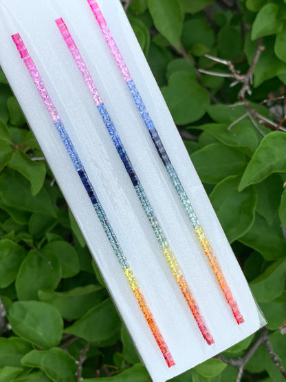 Rainbow sapphire princess cut strand wholesale loose gemstones B2B