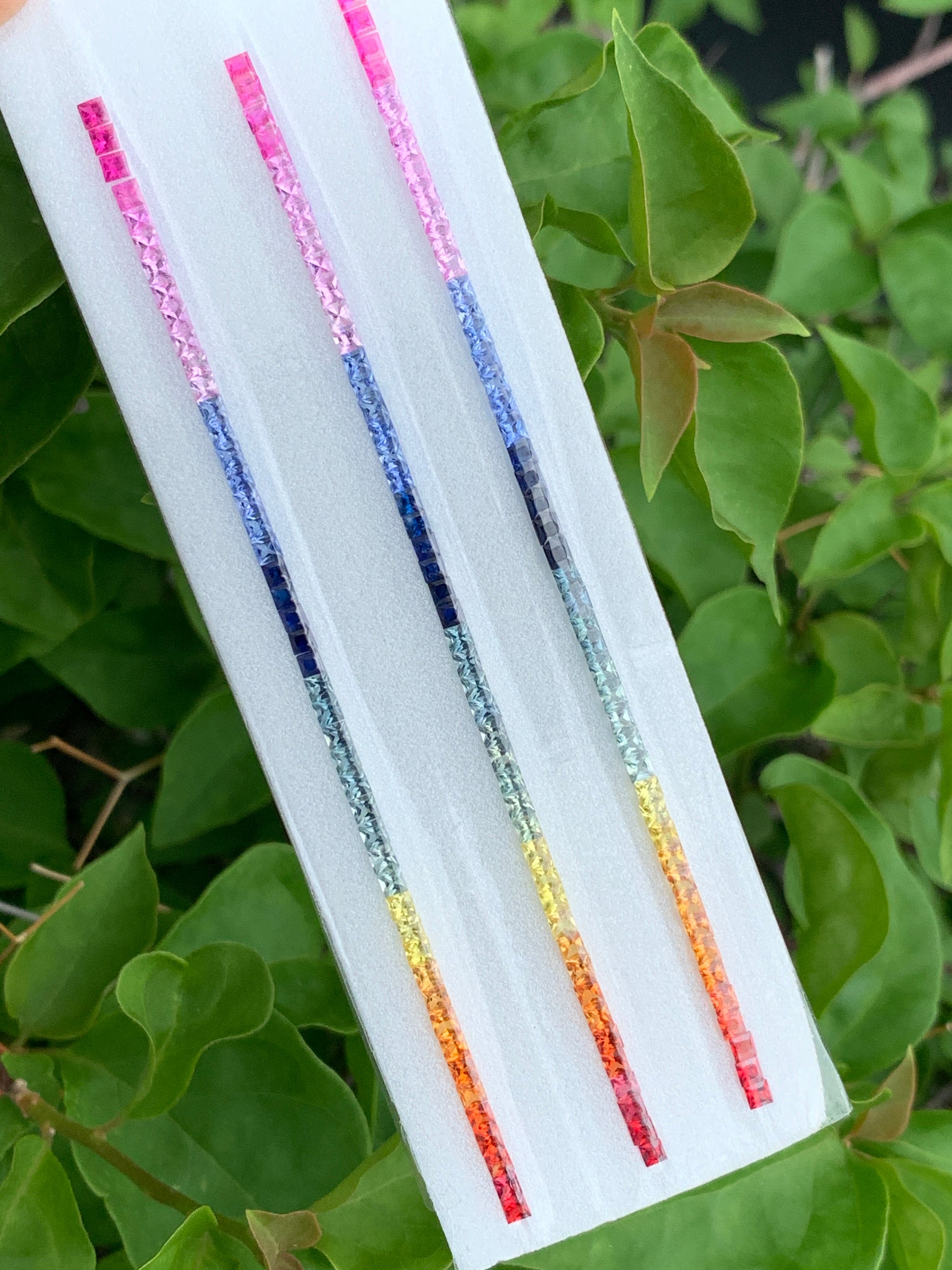 Natural sapphire rainbow multicolor 5.94 carats matched layout for jewelry making