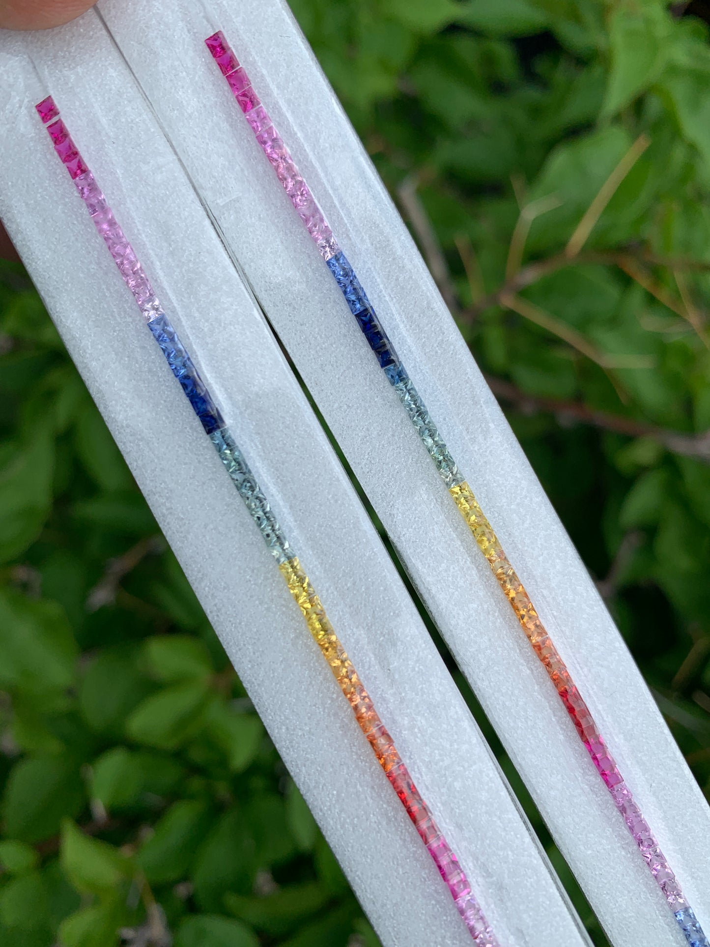 Top quality calibrated rainbow sapphire strand for custom tennis bracelet making