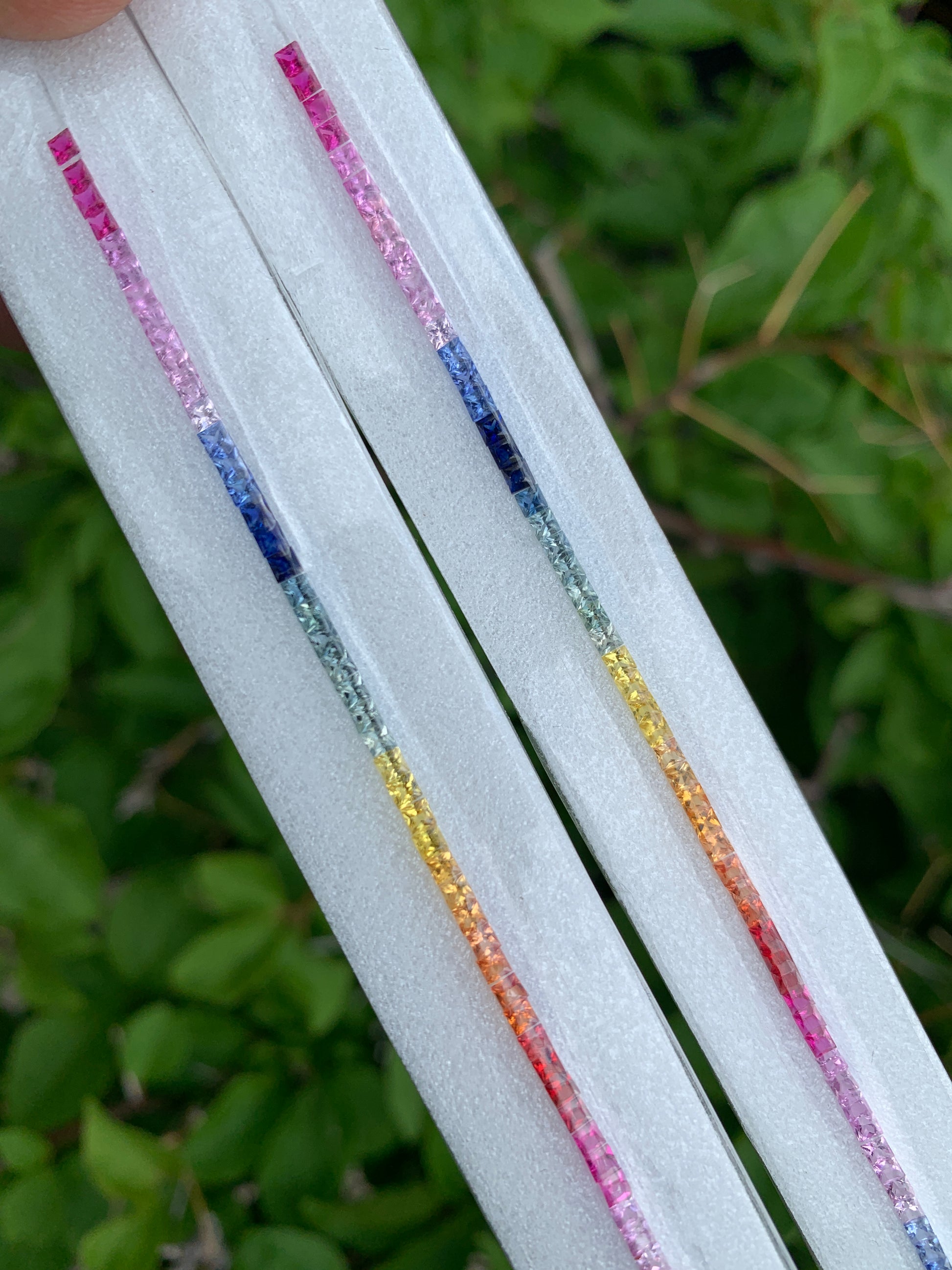 Top quality calibrated rainbow sapphire strand for custom tennis bracelet making