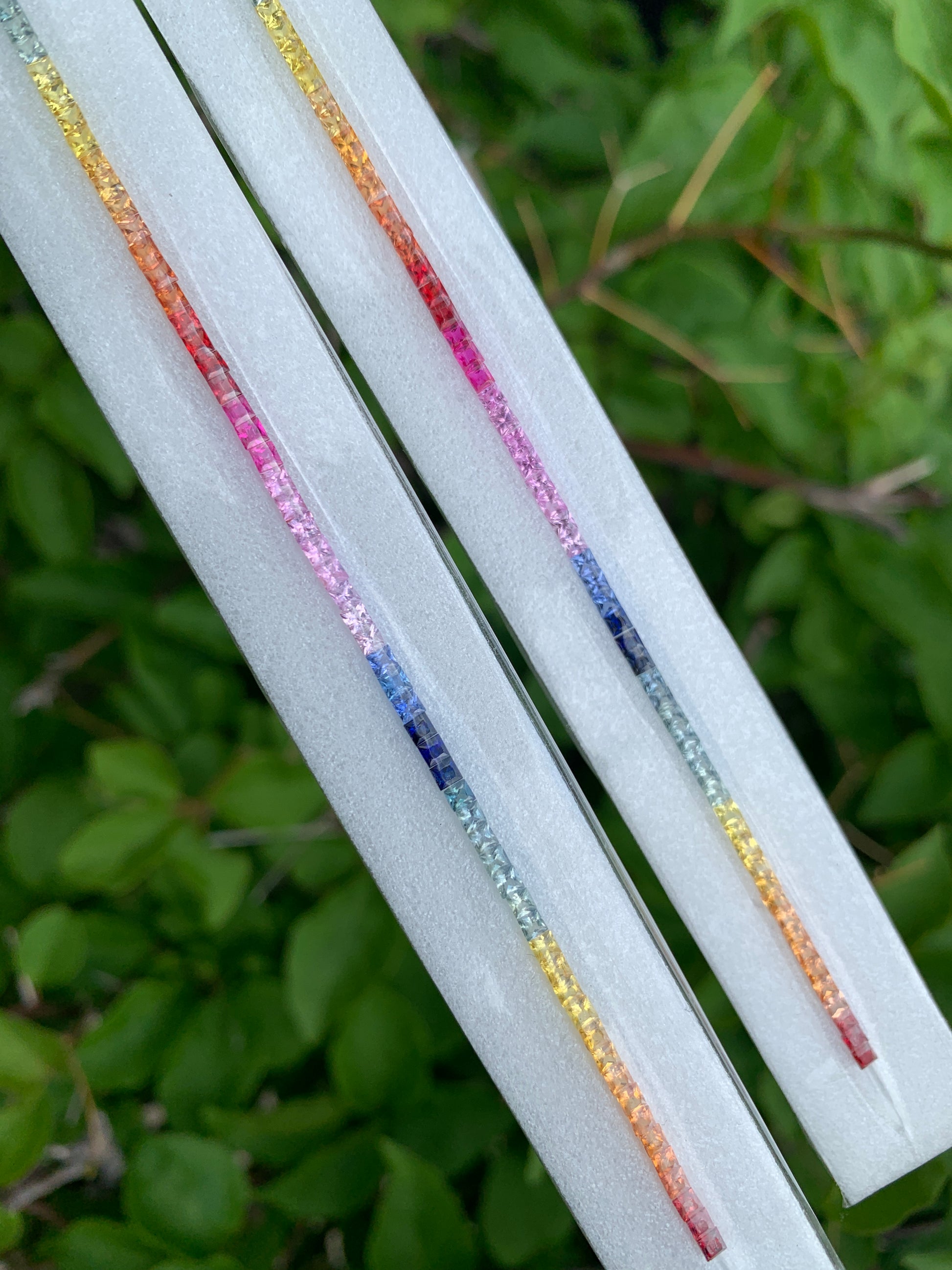 Rainbow sapphire princess cut full bracelet strand wholesale loose gemstones B2B