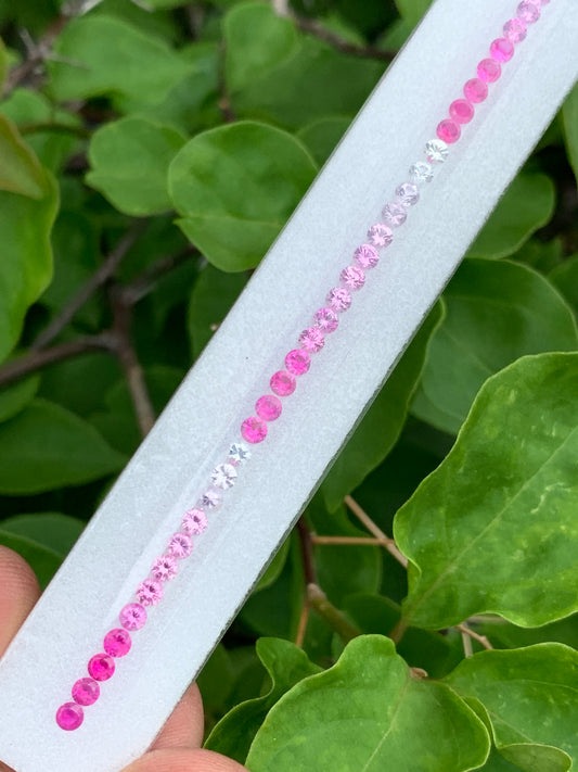 Natural pink sapphire ombre round loose gemstones 2.8mm for tennis bracelet