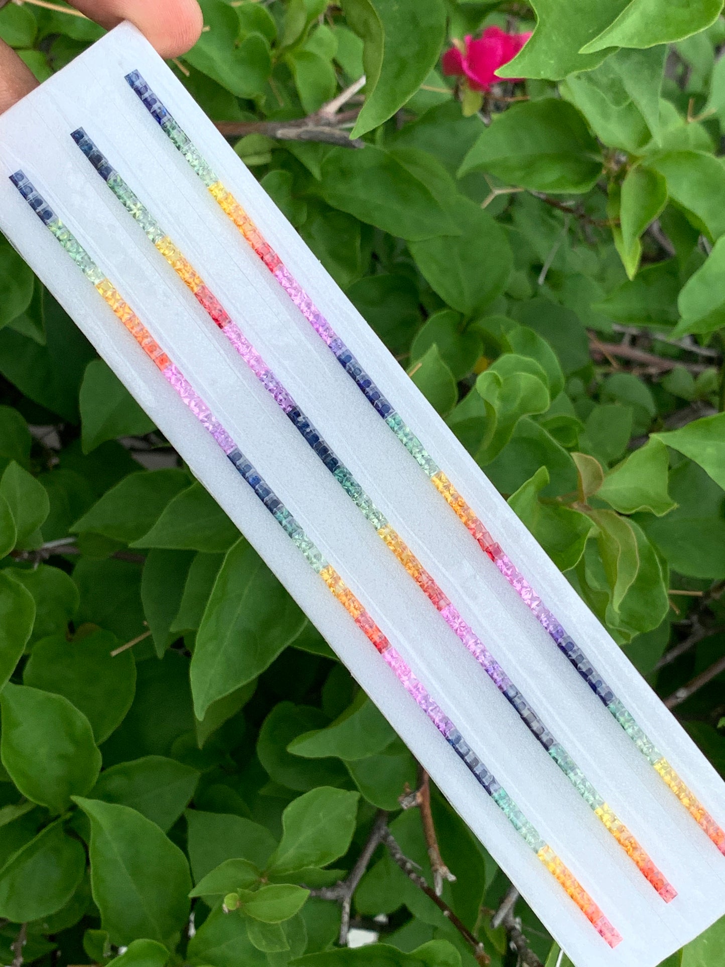 Natural Africa sapphire square princess cut rainbow bracelet strand