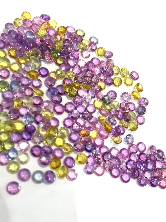 Natural fancy sapphire rose cut round 4mm pastel Madagascar gemstone lot
