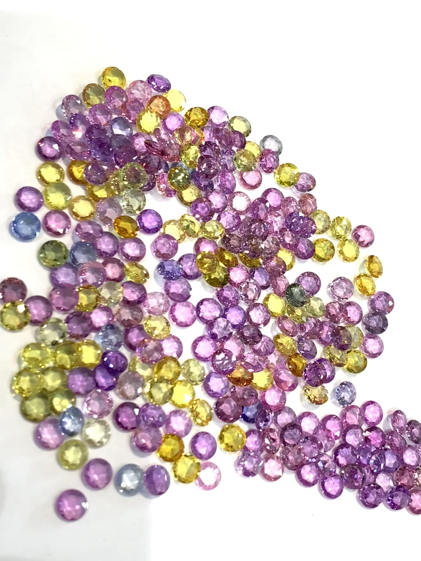 Unheated pastel sapphire rose cut rounds close up 4mm calibrated