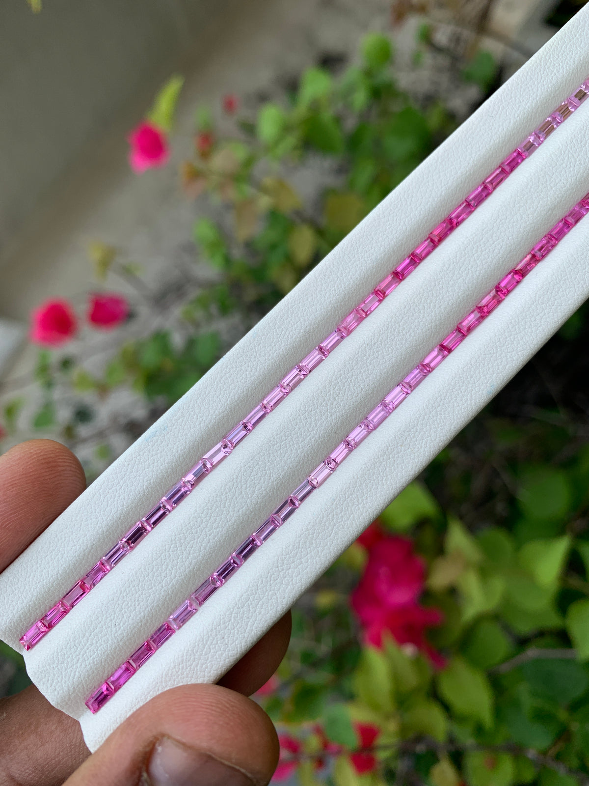 Natural pink sapphire ruby baguette cut loose gemstones matched strand