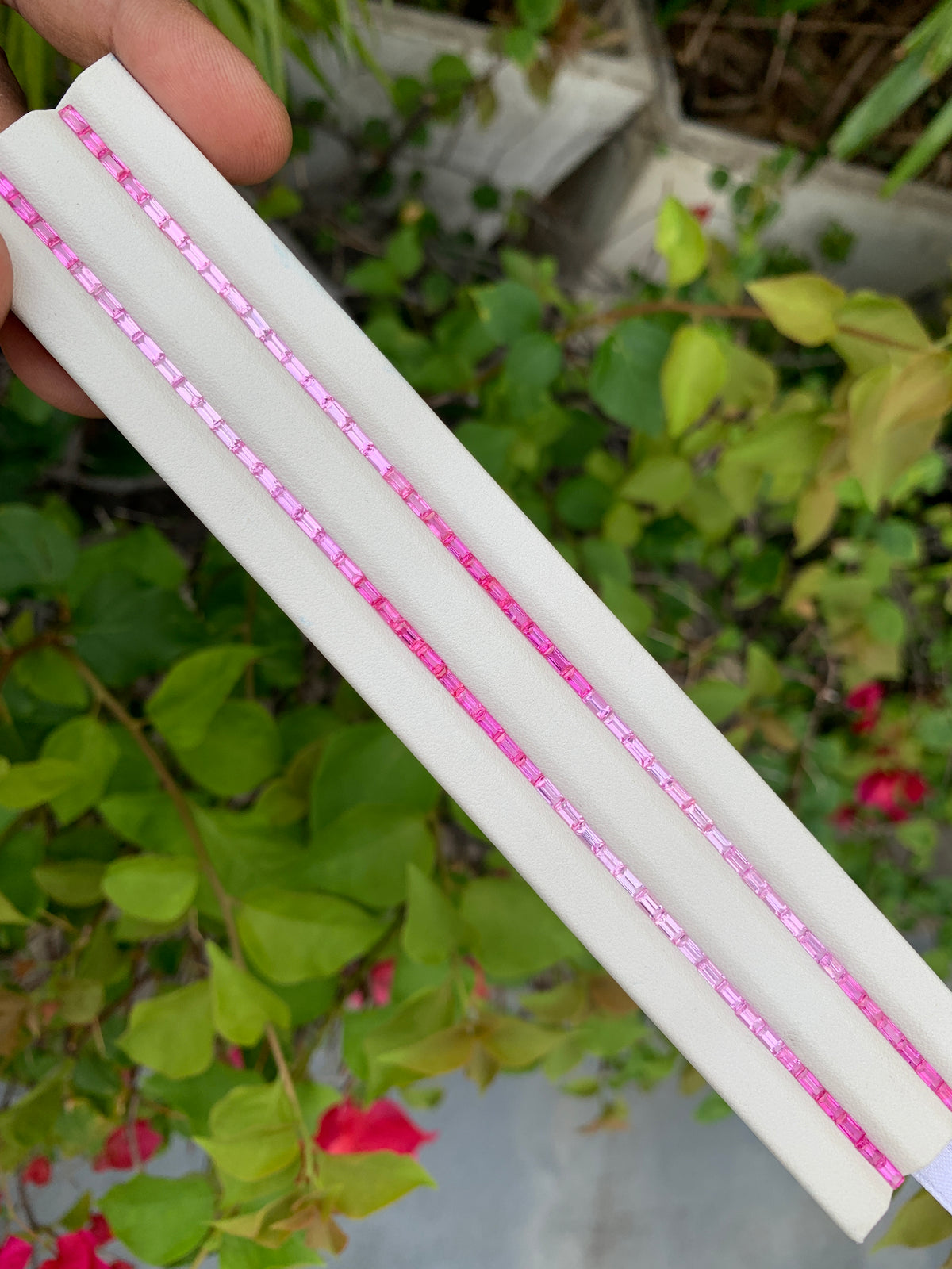 Natural calibrated ruby pink sapphire baguette gemstone set for designers