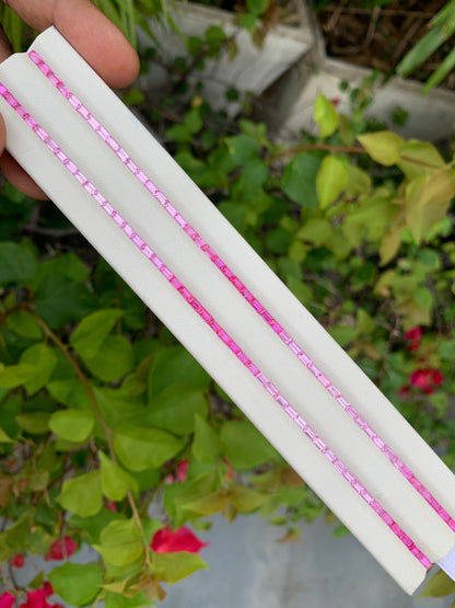 Natural calibrated ruby pink sapphire baguette gemstone set for designers