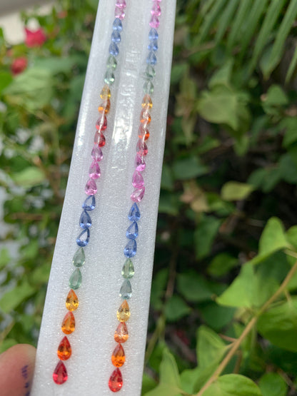 Natural Rainbow Sapphire Pear Cut Gemstone Set | 5x3mm | 24 Pieces