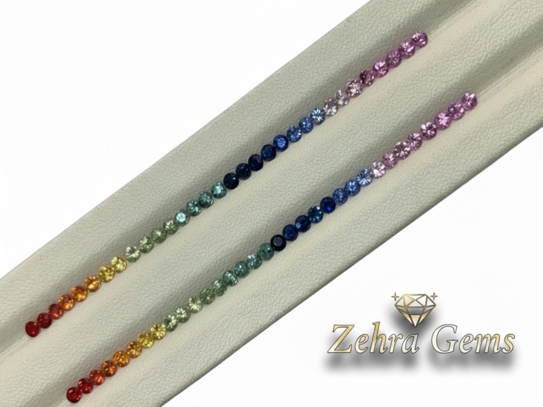 Natural Rainbow Sapphire round loose gemstones matched layout for jewelry making