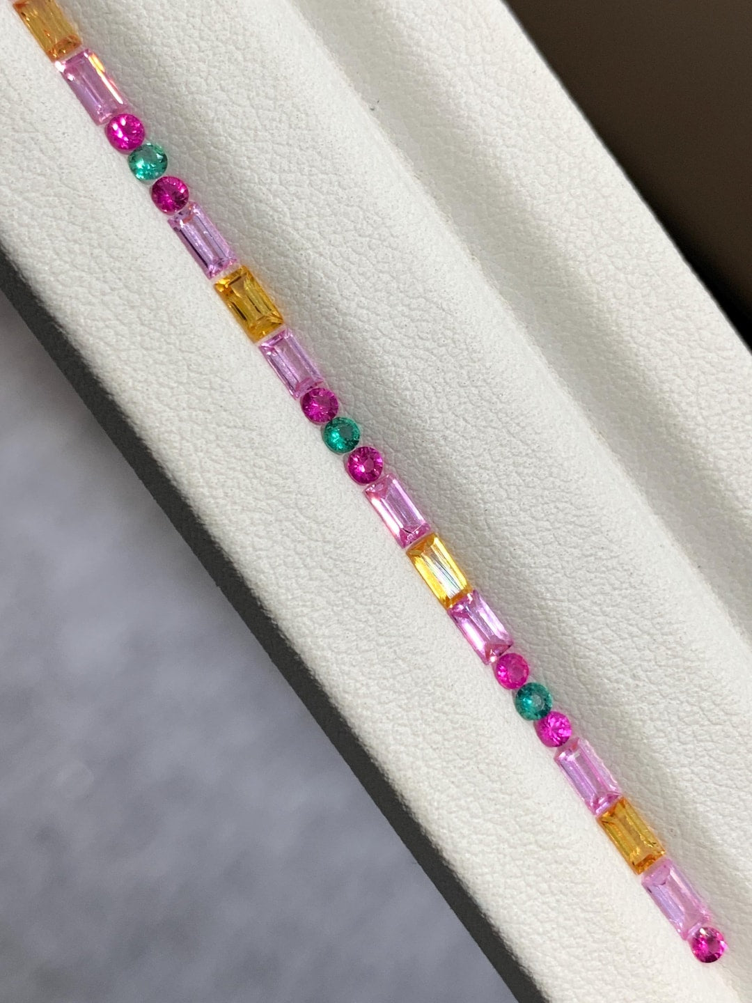 Natural Fancy Sapphire Ruby Emerald loose baguette gemstone layout for jewelry making