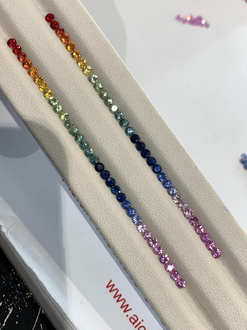 Natural Rainbow Sapphire loose gemstones ready to set for custom tennis bracelet