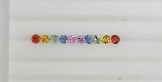 3MM Rounds Rainbow Sapphires Natural Earth Mined Sapphires Loose Stones Ring Set