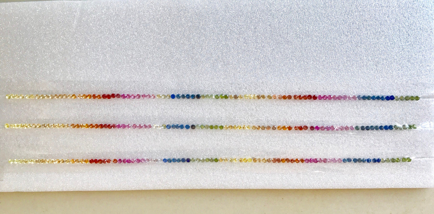 2mm Rainbow Sapphire Rounds Brilliant Cut Tennis Bracelet Lines 7'inch 85 pcs