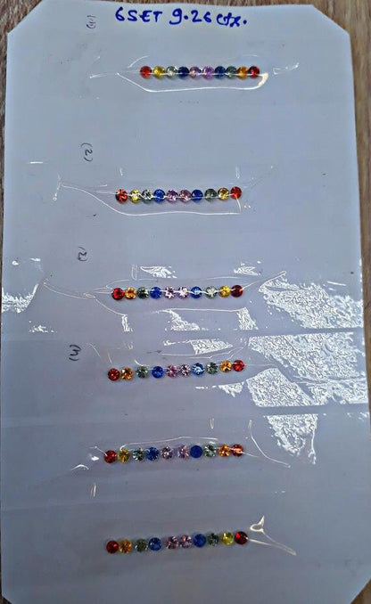 3mm rainbow sapphire round ring set, photo 4