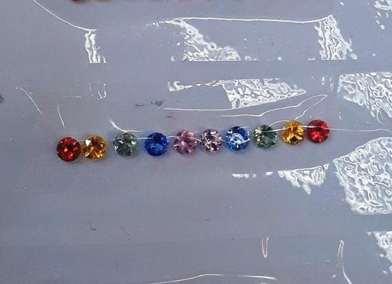 3MM Top Quality Rounds Natural Rainbow Sapphires Ring Set