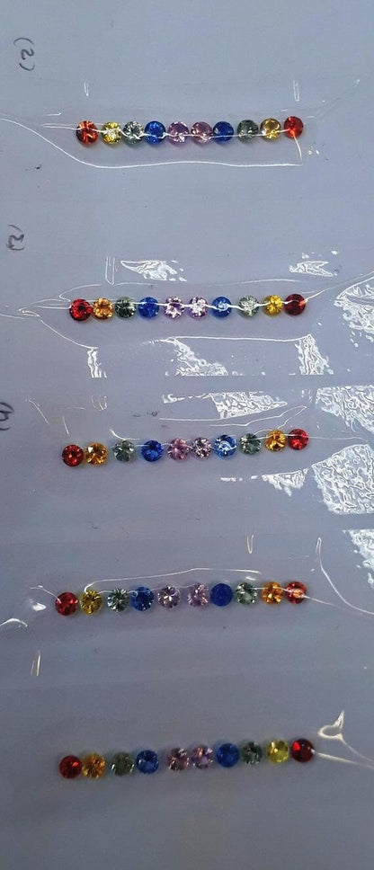 3mm rainbow sapphire round ring set, photo 5