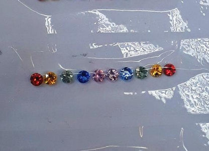 3mm rainbow sapphire round ring set, photo 1
