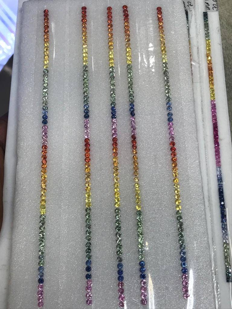 Rainbow Sapphire 3mm Rounds Brillion Cut 60 pcs 8.62 Carats