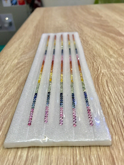 2mm round rainbow sapphire bracelet set, photo 2