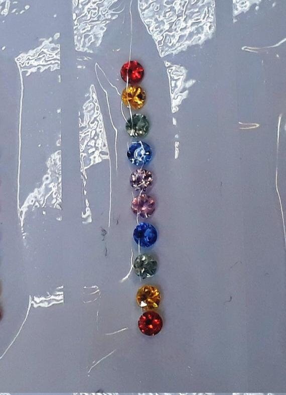 3MM Top Quality Rounds Natural Rainbow Sapphires Ring Set