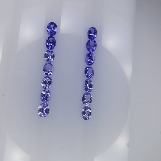 Tanzanite Oval Earring Set Dark to Light Color Exellent Cut 4x3 Ovals December Birthstones