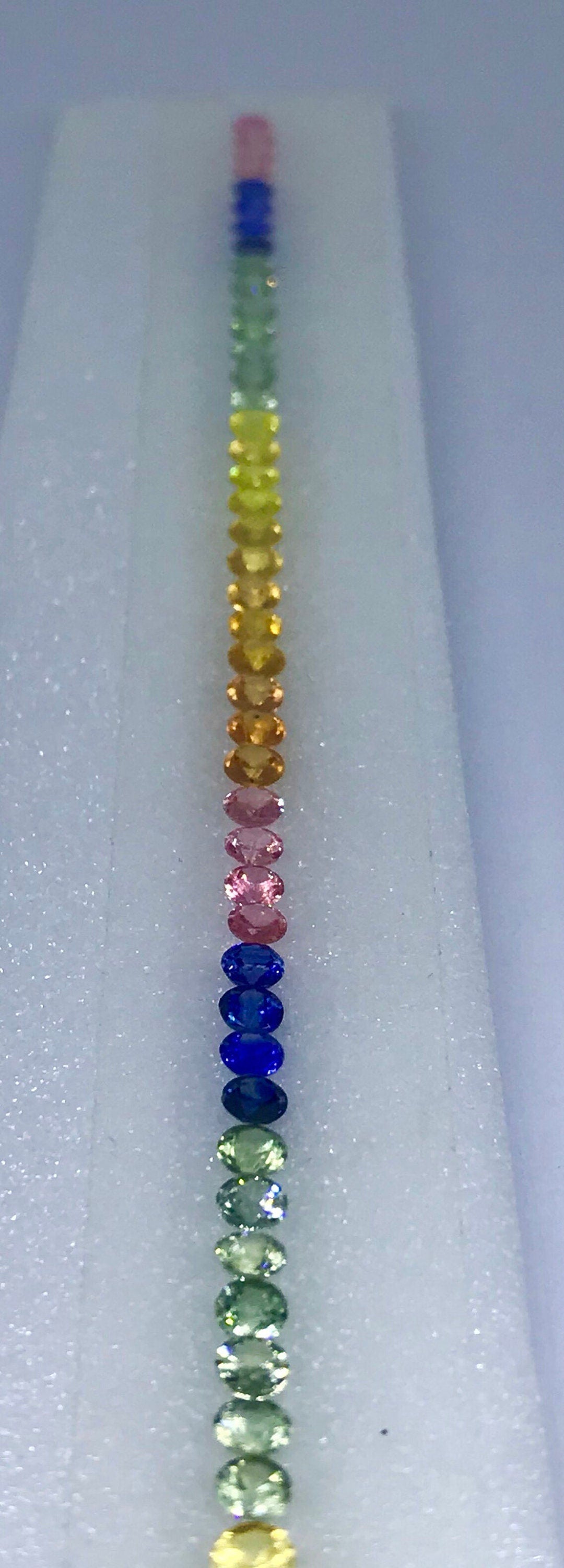 3.5mm Rounds Rainbow Sapphires Brilliant Cut Loose Stones Tennis Bracelet 52 pieces one line 7 Inch