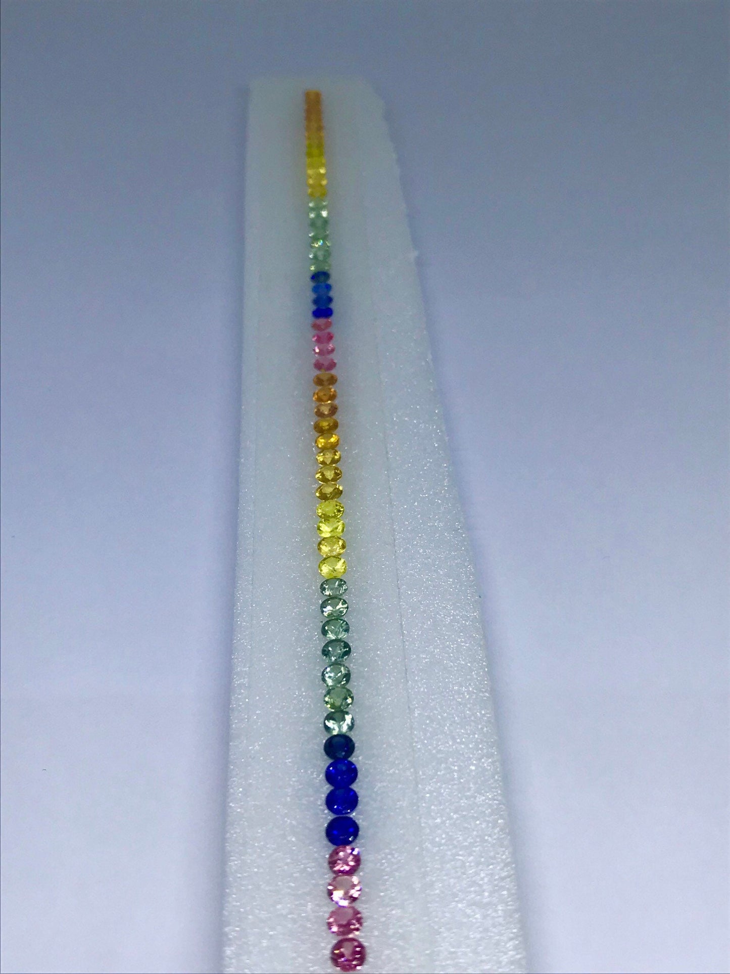 3.5mm Rounds Rainbow Sapphires Brilliant Cut Loose Stones Tennis Bracelet 52 pieces one line 7 Inch