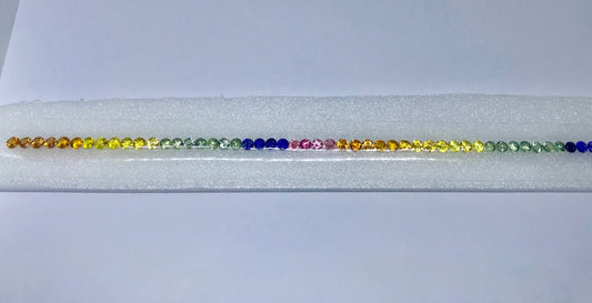 3.5mm Rounds Rainbow Sapphires Brilliant Cut Loose Stones Tennis Bracelet 52 pieces one line 7 Inch