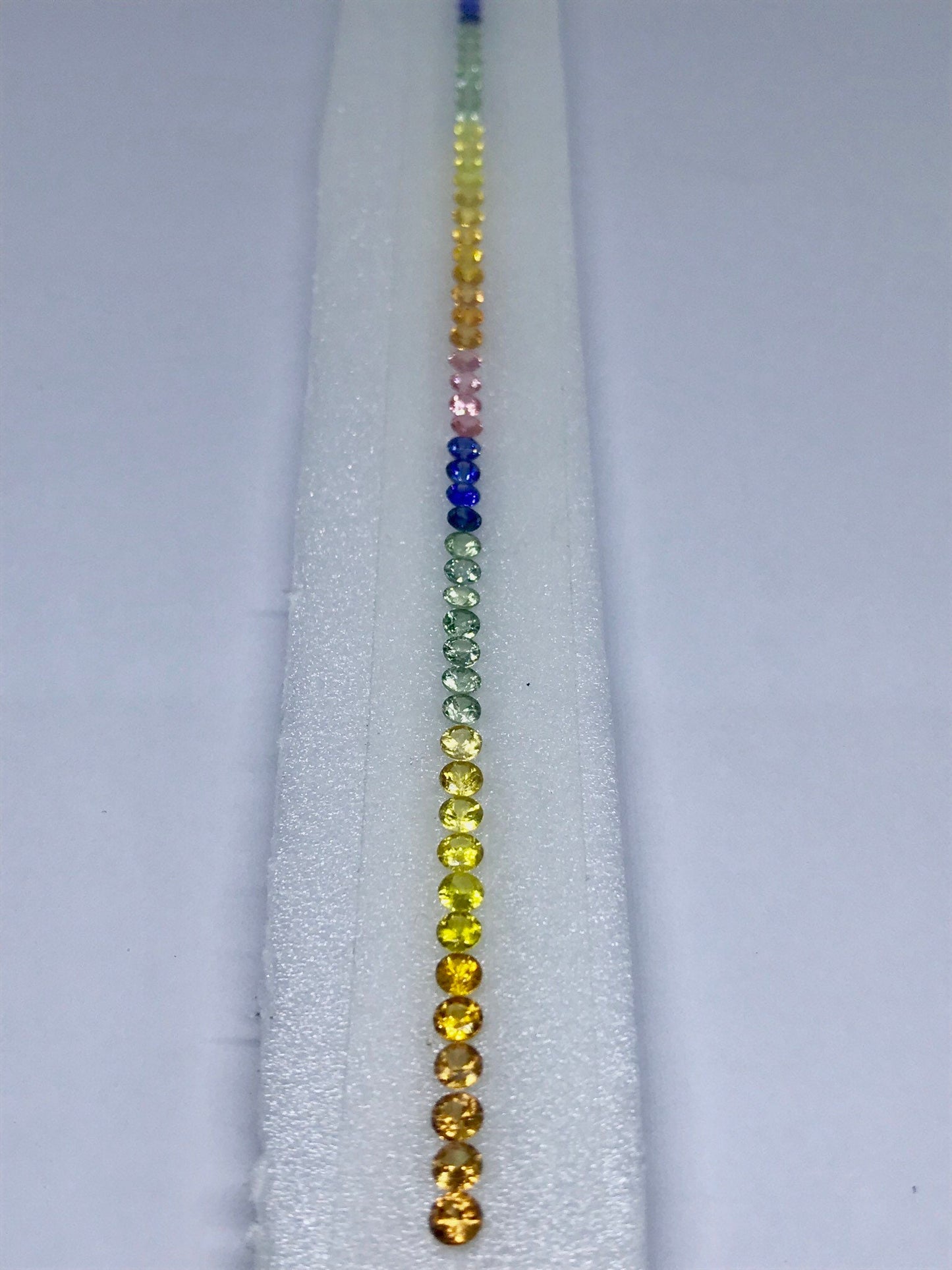 3.5mm Rounds Rainbow Sapphires Brilliant Cut Loose Stones Tennis Bracelet 52 pieces one line 7 Inch