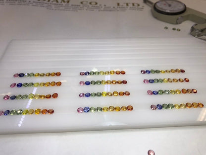 4mm round multi-color sapphire ring set, photo 3