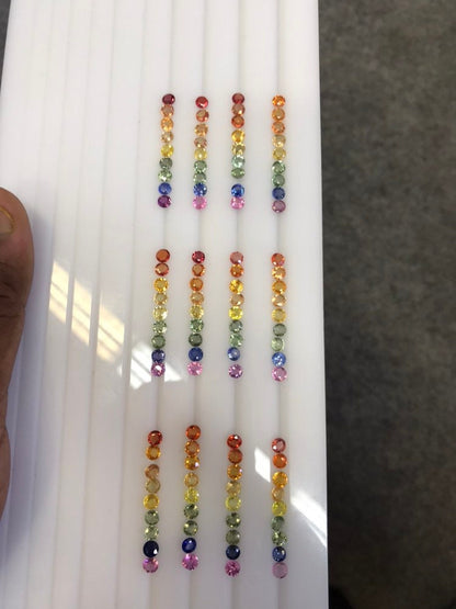 4mm round multi-color sapphire ring set, photo 2