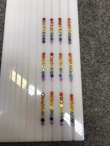 4mm round multi-color sapphire ring set, photo 1