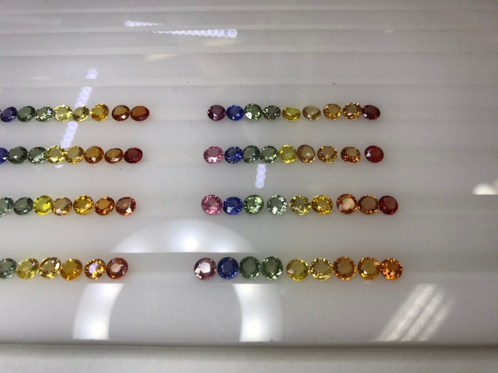 4mm Rounds Natural Fancy sapphires loose Rings set