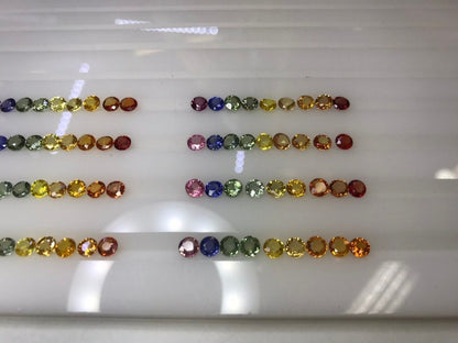 4mm round multi-color sapphire ring set, photo 4