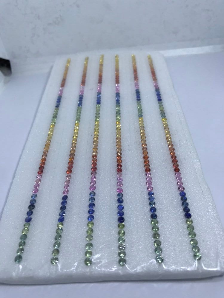 SAPPHIRE BRACELET, TENNIS Bracelet Set , 3MM Rainbow Round Diamond Cut Trendy Bracelet Jewelry For Women Gift